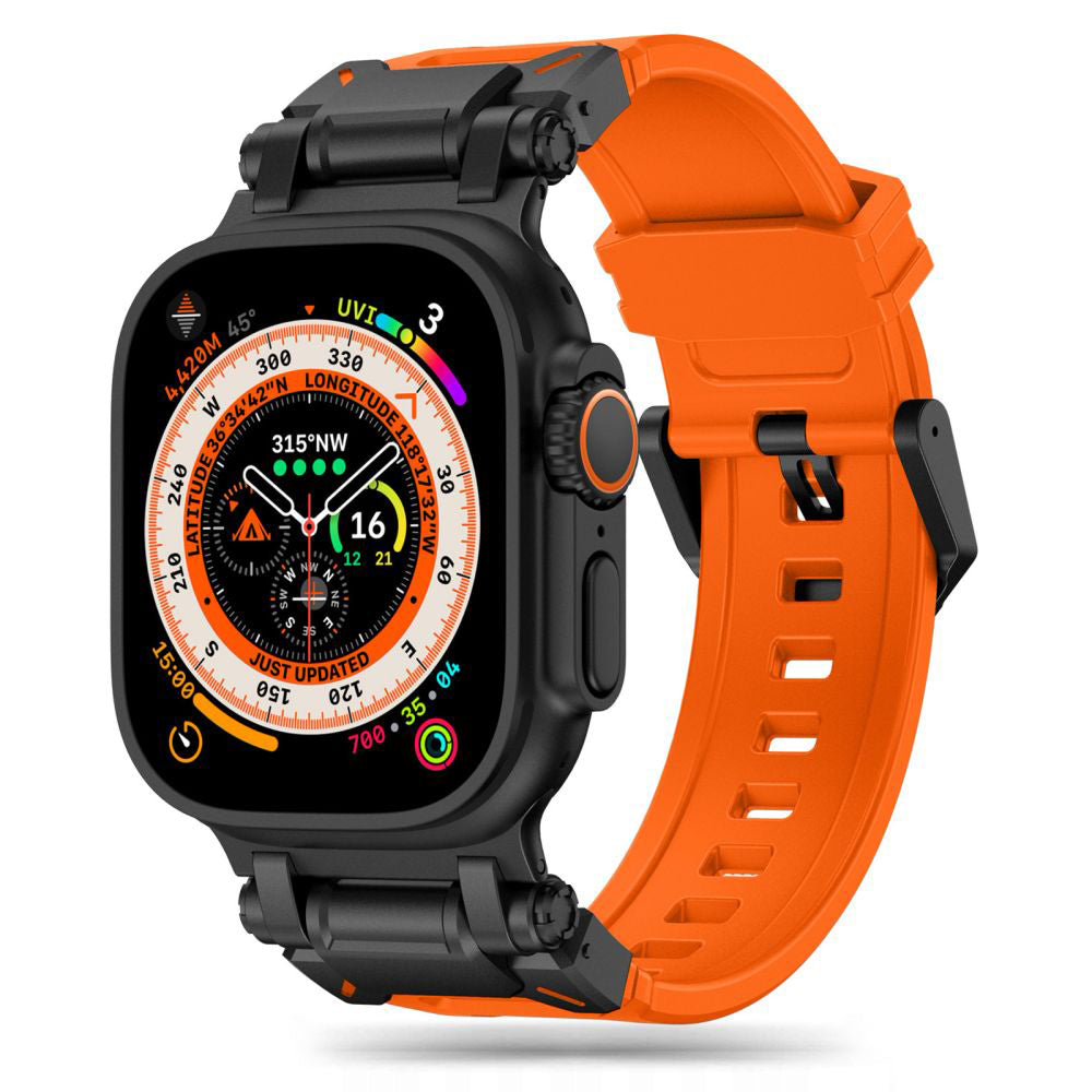 Techsuit W064 pásek pro Apple Watch 49mm / 46mm / 45mm / 44mm / 42mm Series, Černě Oranžový