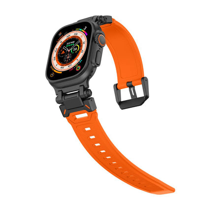 Techsuit W064 pásek pro Apple Watch 49mm / 46mm / 45mm / 44mm / 42mm Series, Černě Oranžový