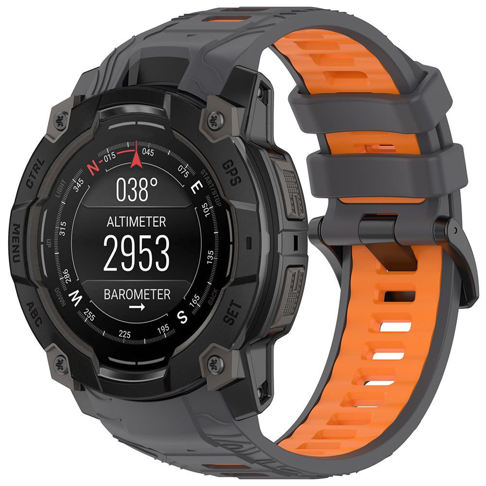 Techsuit W077 pásek pro Garmin Instinct 3 45mm Solar / Instinct 3 45mm, Šedooranžový