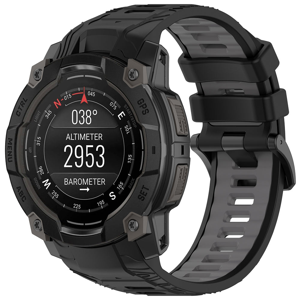 Techsuit W077 pásek pro Garmin Instinct 3 45mm Solar / Instinct 3 45mm, Černě šedý