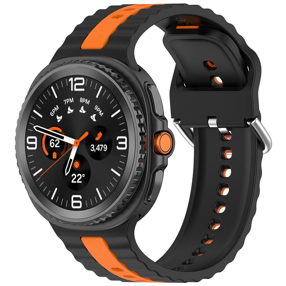 Techsuit W078 pásek pro Samsung Galaxy Watch 8 Classic / Watch8 44mm / Watch 8 40mm, Černá Oranžová