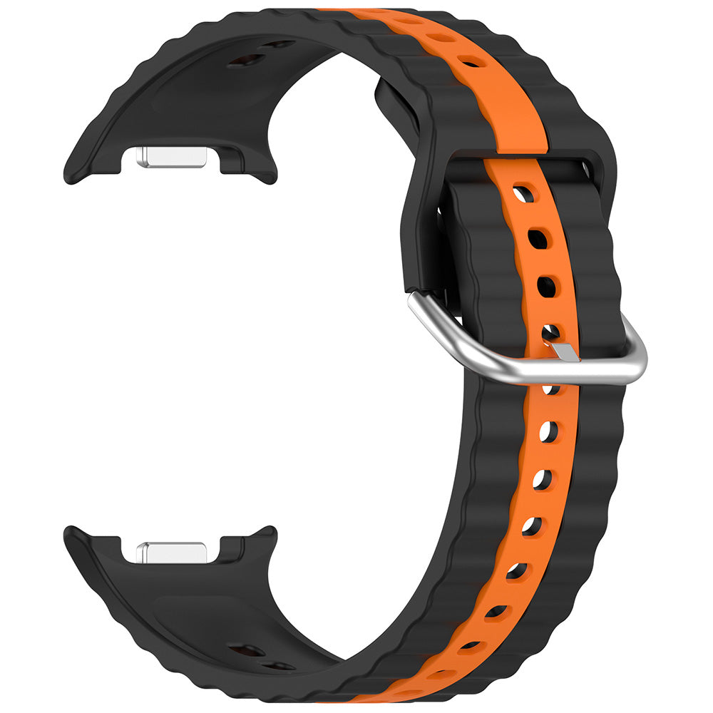 Techsuit W078 pásek pro Samsung Galaxy Watch 8 Classic / Watch8 44mm / Watch 8 40mm, Černá Oranžová