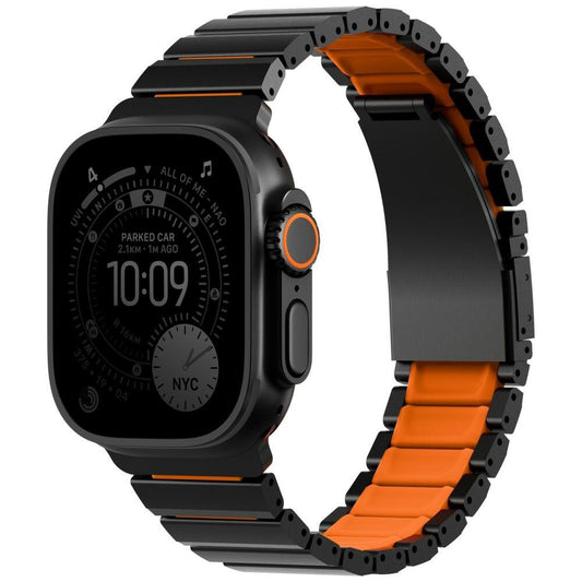 Řemínek UNIQ Strova Flex pro Apple Watch 49mm / 46mm / 45mm / 44mm / 42mm Series, Černá Oranžová