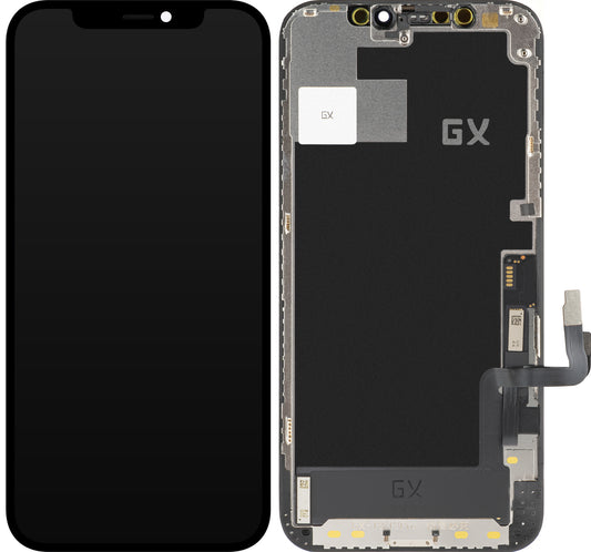 Dotykový displej GX pro Apple iPhone 12 / 12 Pro, s rámečkem, pohyblivá verze OLED IC, černý