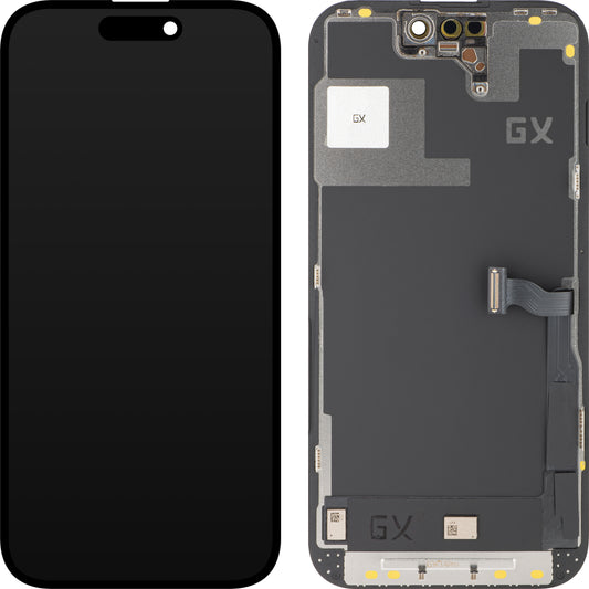Dotykový displej GX pro Apple iPhone 14 Pro, s rámečkem, pohyblivá verze OLED IC, černý
