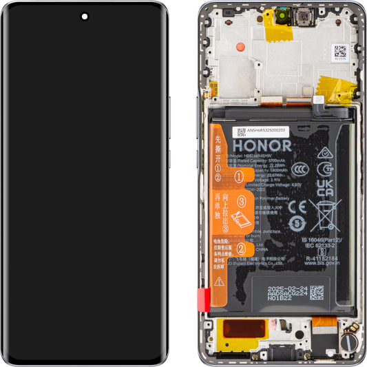 Displej s dotykovou obrazovkou Honor X50, s rámem a baterií, stříbrný, Service Pack 0235AGJH