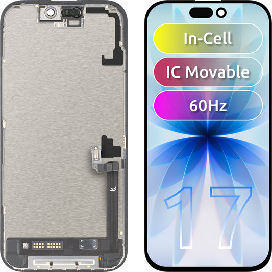 JK dotykový displej pro Apple iPhone 17, s rámečkem, verze LCD In-Cell IC pohyblivý, černý