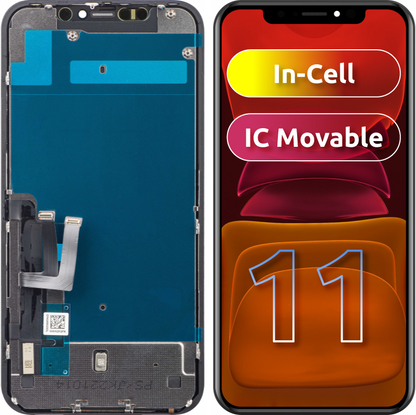 Displej s dotykovou obrazovkou JK pro Apple iPhone 11, s rámem, verze LCD In-Cell IC Movable, černý