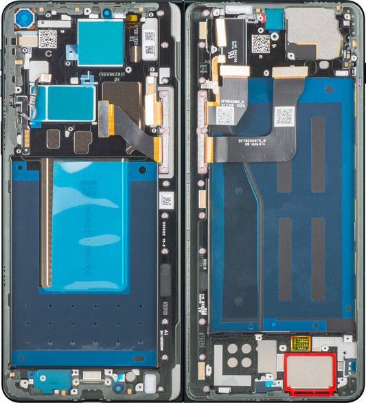 Dotykový displej Motorola Razr Fold s rámečkem, pod vnitřní částí, černý (Pantone Blackened Blue) Service Pack 5D68C32444