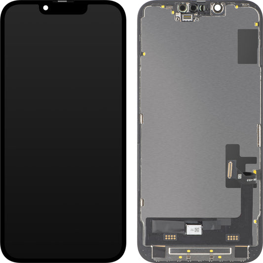 Displej s dotykovým panelem MP kompatibilní s Apple iPhone 14, s rámem, verze Soft OLED FHD Diagnostic, černý