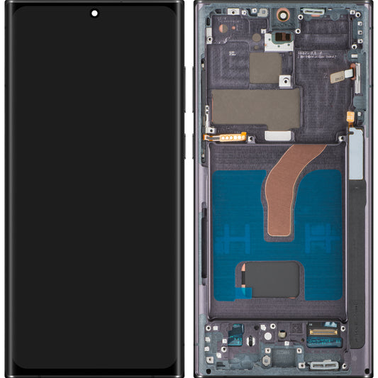 Displej s dotykovou obrazovkou MP kompatibilní se Samsung Galaxy S22 Ultra 5G S908, s rámečkem, OLED verze, černý, Swap