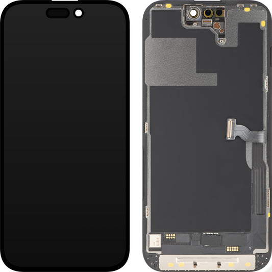 Displej s dotykovým panelem MP kompatibilní s Apple iPhone 14 Pro, s rámem, verze OLED FHD Diagnostic, černý