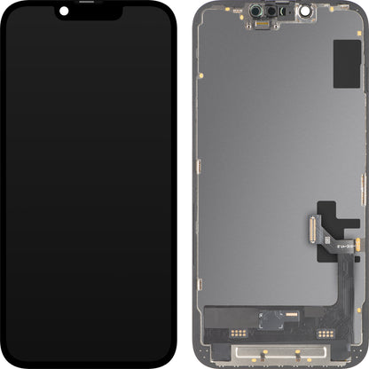 MP dotykový displej kompatibilní s Apple iPhone 17e / 16e, s rámečkem, Soft OLED FHD 120Hz IC přenosná verze, černá