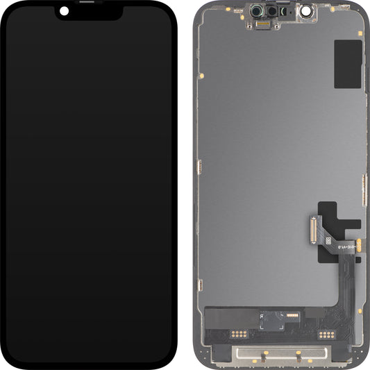 MP dotykový displej kompatibilní s Apple iPhone 17e / 16e, s rámečkem, Soft OLED FHD 120Hz IC přenosná verze, černá