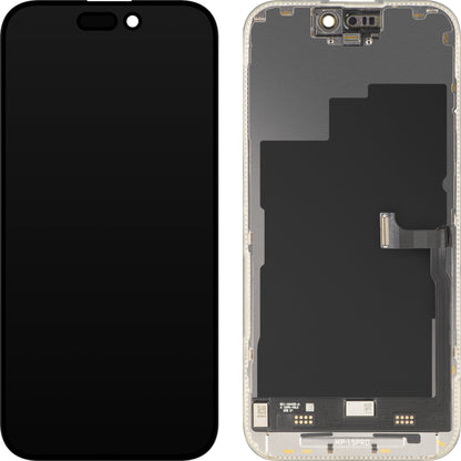 Displej s dotykovou obrazovkou MP kompatibilní s Apple iPhone 15 Pro, s rámečkem, prémiová verze Soft OLED FHD 120Hz diagnostická, černá
