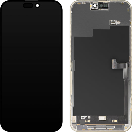 Displej s dotykovou obrazovkou MP kompatibilní s Apple iPhone 15 Pro Max, s rámečkem, prémiová verze Soft OLED FHD 120Hz, černý, znovu zabalený