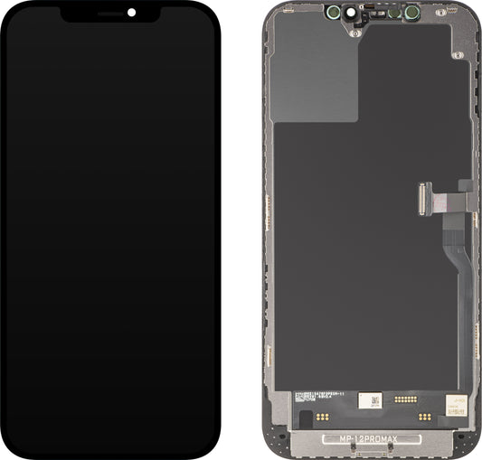 Displej s dotykovou obrazovkou MP kompatibilní s Apple iPhone 12 Pro Max, s rámečkem, softwarová verze OLED FHD diagnostická, černá