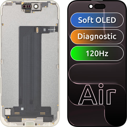 MP dotykový displej kompatibilní s Apple iPhone 17 Air, s rámečkem, softwarová verze OLED FHD 120Hz diagnostická, černý