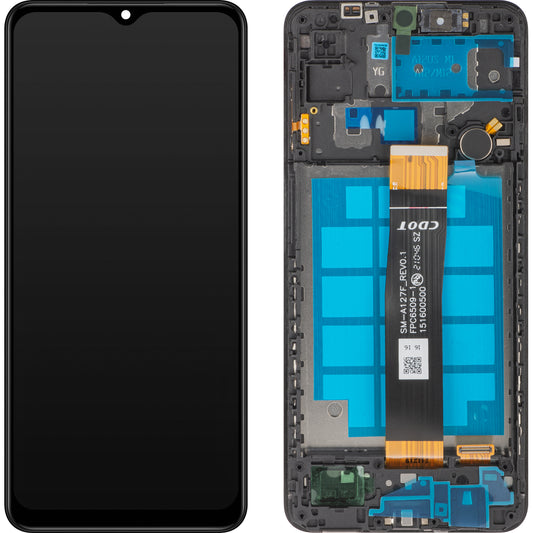 Dotykový displej MP kompatibilní se Samsung Galaxy A12 Nacho A127, s rámečkem, černý