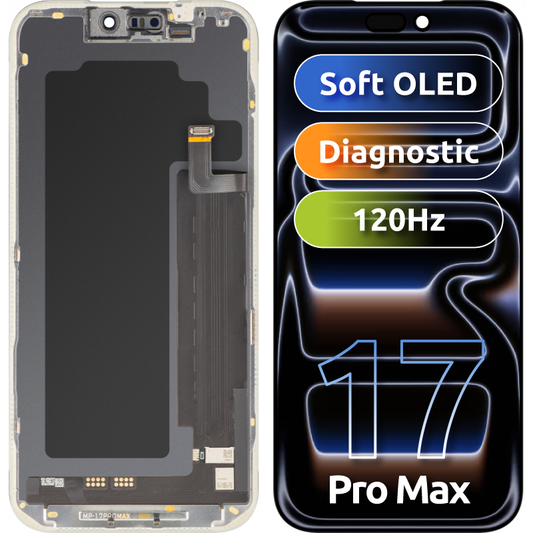 MP dotykový displej kompatibilní s Apple iPhone 17 Pro Max, s rámečkem, softwarová verze OLED FHD diagnostická, černý