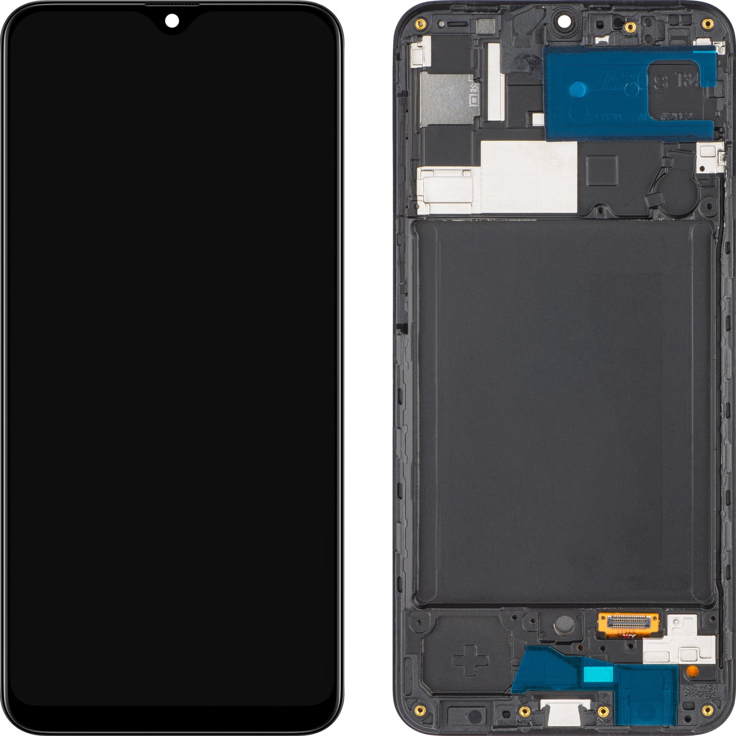 MP dotykový displej kompatibilní s Samsung Galaxy A30s A307, s rámečkem, černý 