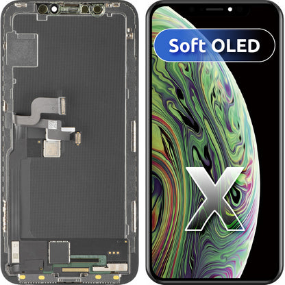Displej s dotykovým panelem MP kompatibilní s Apple iPhone X, s rámem, verze Soft OLED FHD, černý