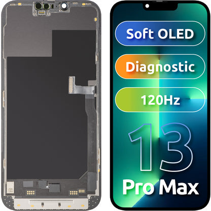 Displej s dotykovým panelem MP kompatibilní s Apple iPhone 13 Pro Max, s rámem, verze Soft OLED 120Hz FHD Diagnostic, černý