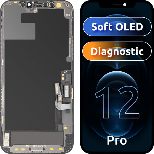 MP dotykový displej kompatibilní s Apple iPhone 12 / 12 Pro, s rámečkem, softwarová verze OLED FHD diagnostická, černý