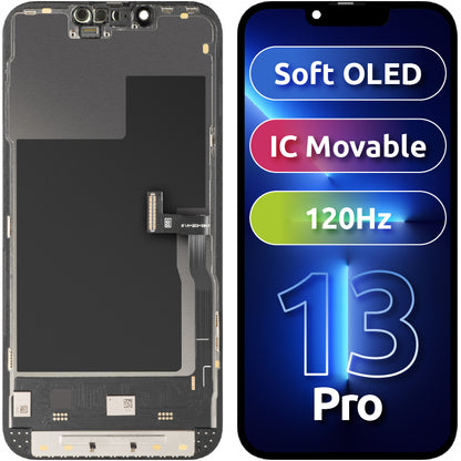Displej s dotykovým panelem MP kompatibilní s Apple iPhone 13 Pro, s rámem, verze Soft OLED IC Movable 120Hz FHD, černý