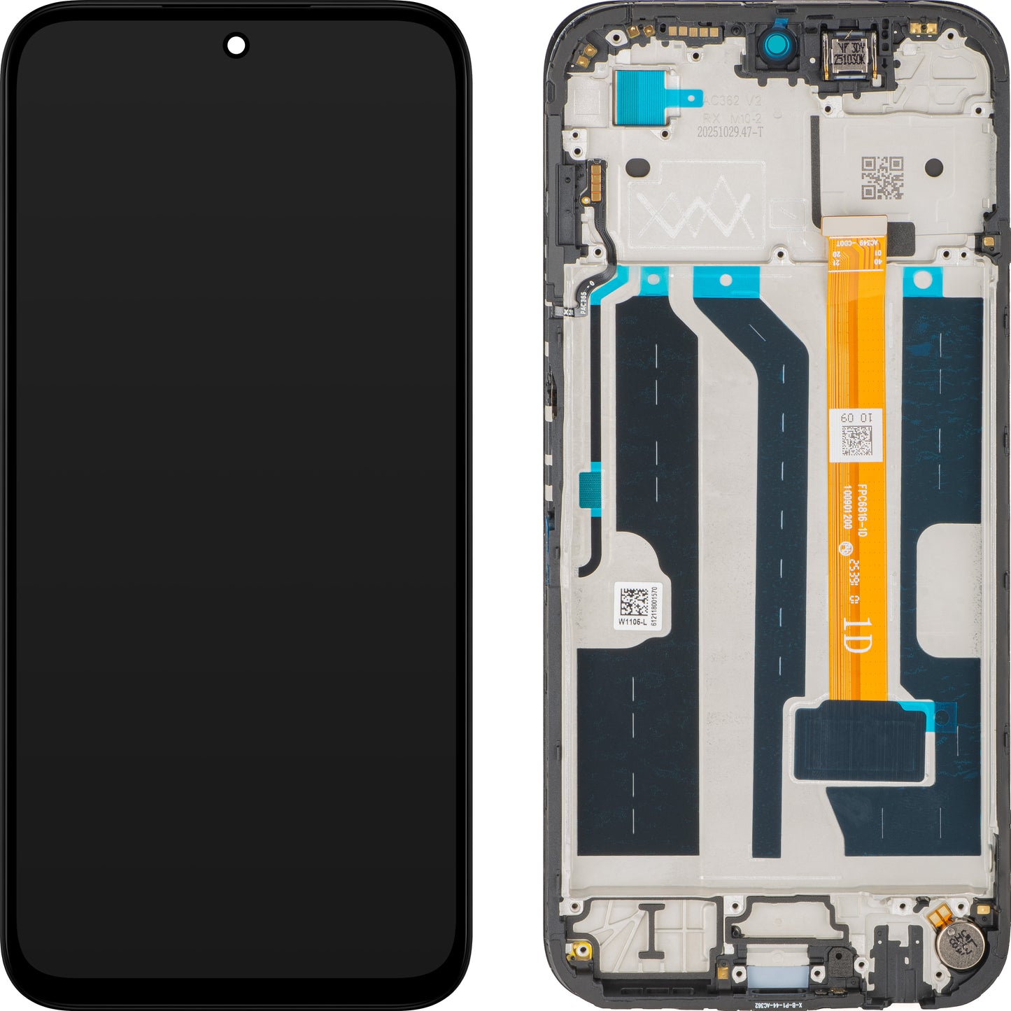 Displej s dotykovou obrazovkou Oppo A6x 4G / A6t 4G / A6c, s rámem, černý, Service Pack 621029000765
