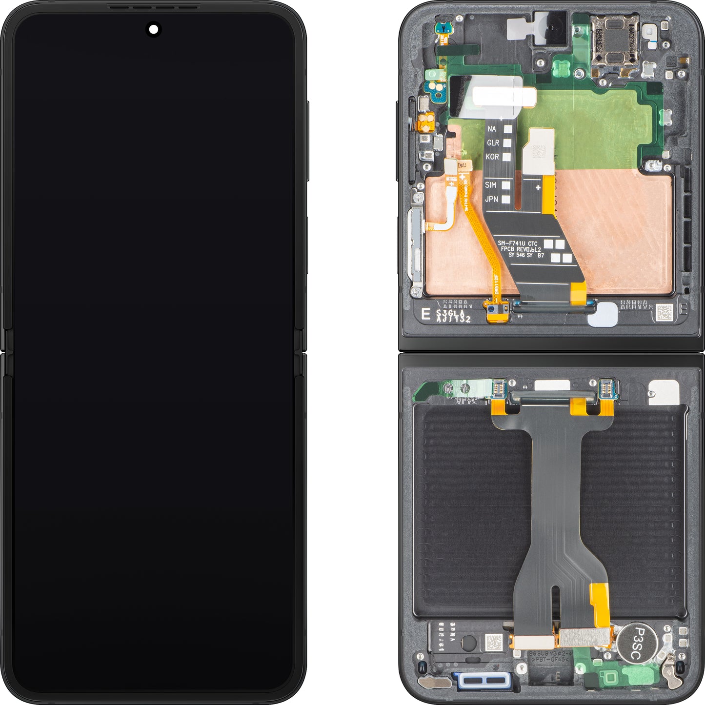 Displej s dotykovou obrazovkou Samsung Galaxy Z Flip6 F741, s rámečkem, podložkou, černý (Crafted Black), servisní balíček GH82-35014E