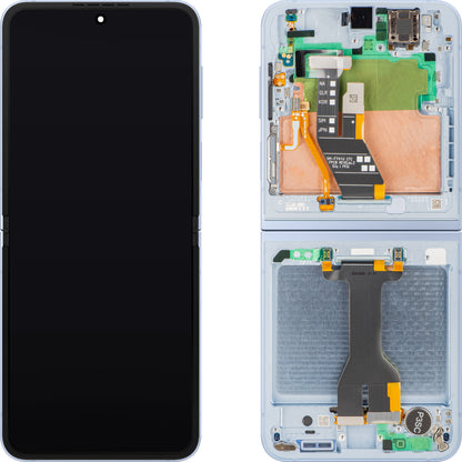 Displej s dotykovou obrazovkou Samsung Galaxy Z Flip6 F741, s rámem, Sub Inner, modrý, Service Pack GH82-35014C