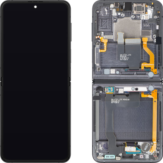 Displej s dotykovou obrazovkou Samsung Galaxy Z Flip4 F721, s rámečkem, podložkou, šedý (Graphite), servisní balíček GH82-30238A