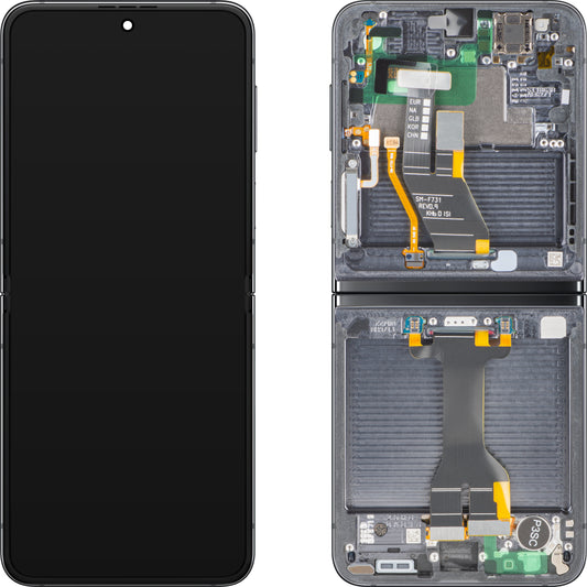 Displej s dotykovou obrazovkou Samsung Galaxy Z Flip5 F731, s rámem, Sub Inner, šedý (Graphite), Service Pack GH82-31827A