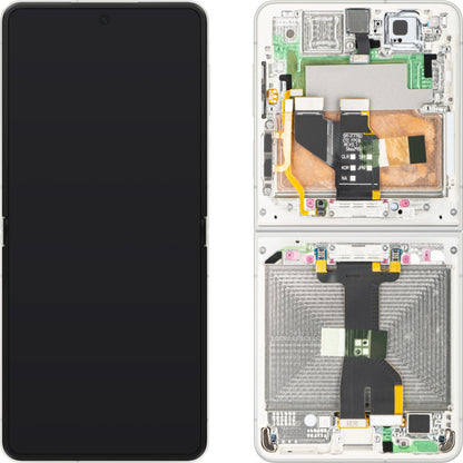 Displej s dotykovou obrazovkou Samsung Galaxy Z Flip8 F776, s rámečkem, pod vnitřní částí, bílý (krémový), servisní balíček GH82-39754B