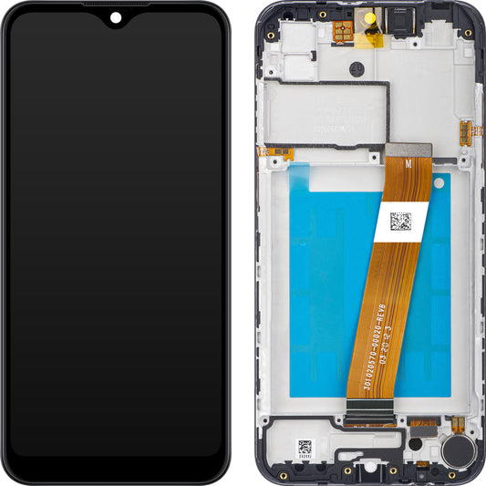 Displej s dotykovou obrazovkou Samsung Galaxy A01 A015, s rámem, Evropská verze, černý, Servisní balíček GH81-18209A