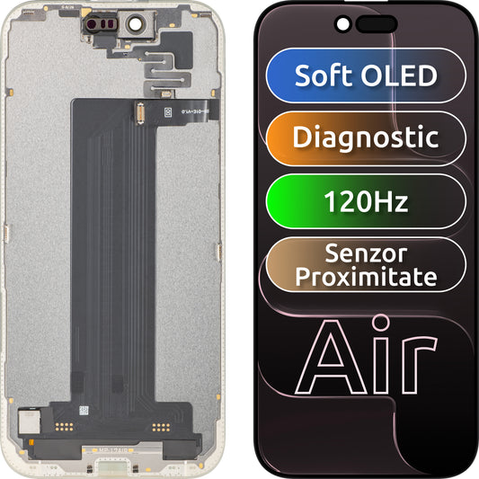 Displej s dotykovou obrazovkou a světelným proximálním senzorem MP kompatibilní s Apple iPhone 17 Air, s rámečkem, softwarová verze OLED FHD 120Hz diagnostická, černá