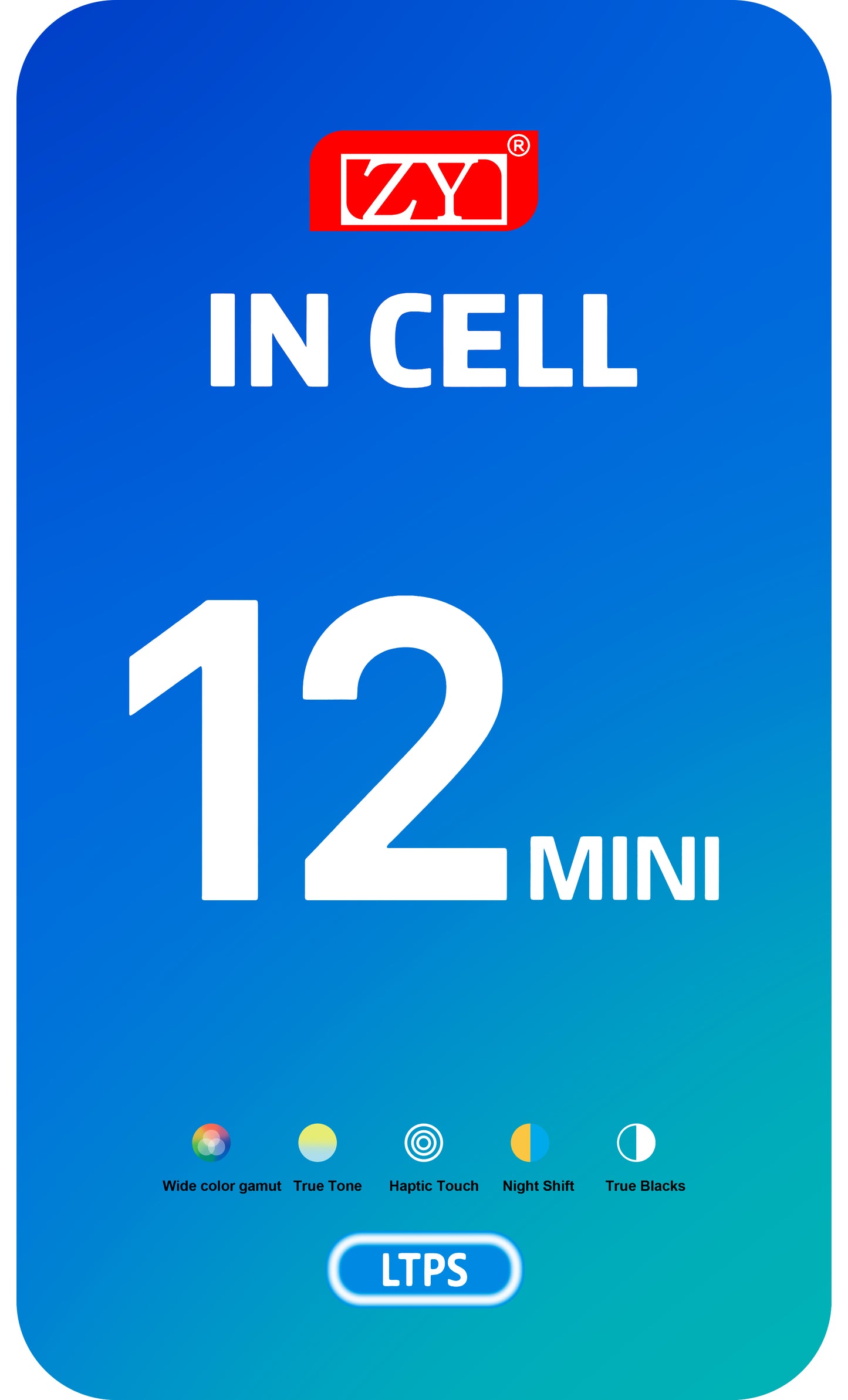 Dotykový displej ZY pro Apple iPhone 12 mini, s rámečkem, verze In-Cell LCD, černý 