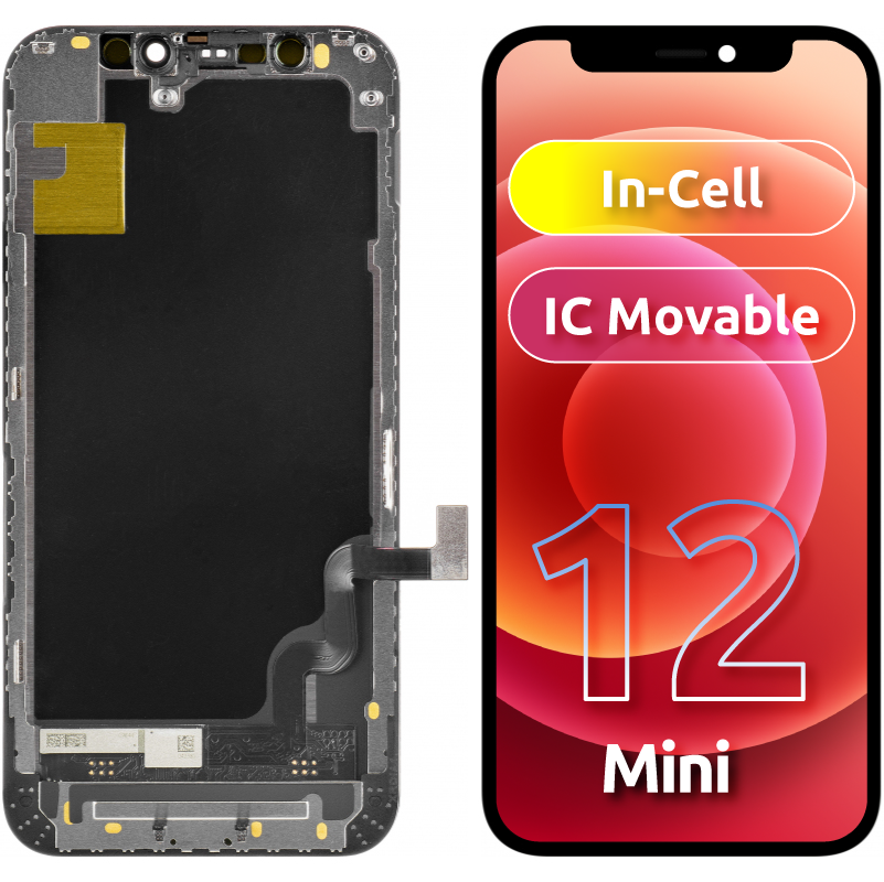 Dotykový displej ZY pro Apple iPhone 12 mini, s rámečkem, verze In-Cell LCD, černý 