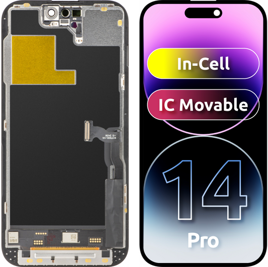Dotykový displej ZY pro Apple iPhone 14 Pro, s rámečkem, verze In-Cell IC Movable LCD, černý 