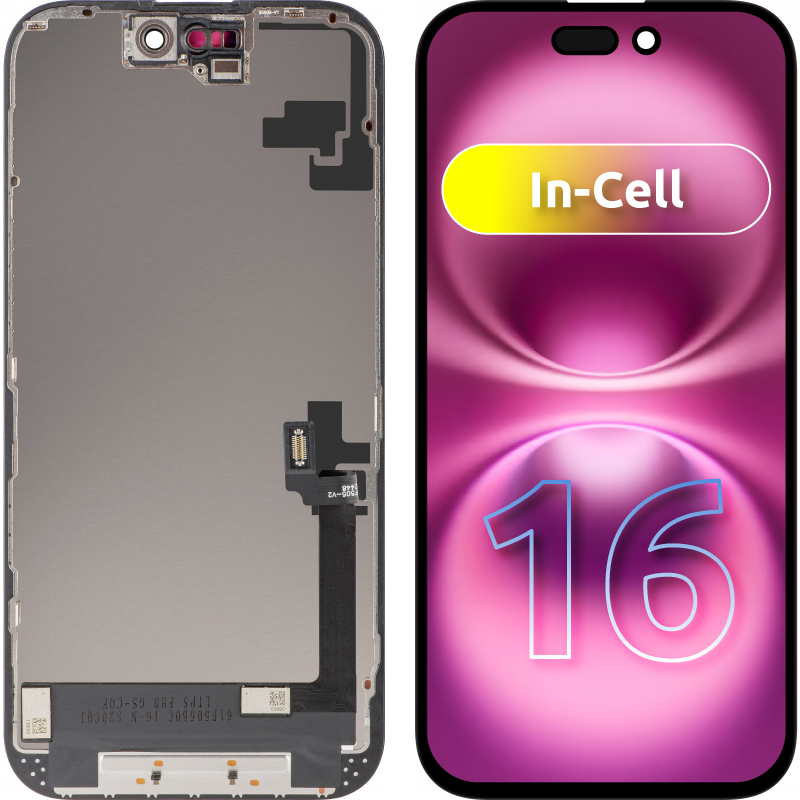 Displej s dotykovým panelem ZY pro Apple iPhone 16, s rámem, LCD verze In-Cell, černý