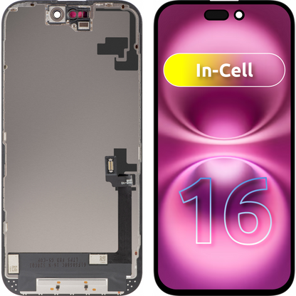 Displej s dotykovým panelem ZY pro Apple iPhone 16, s rámem, LCD verze In-Cell, černý