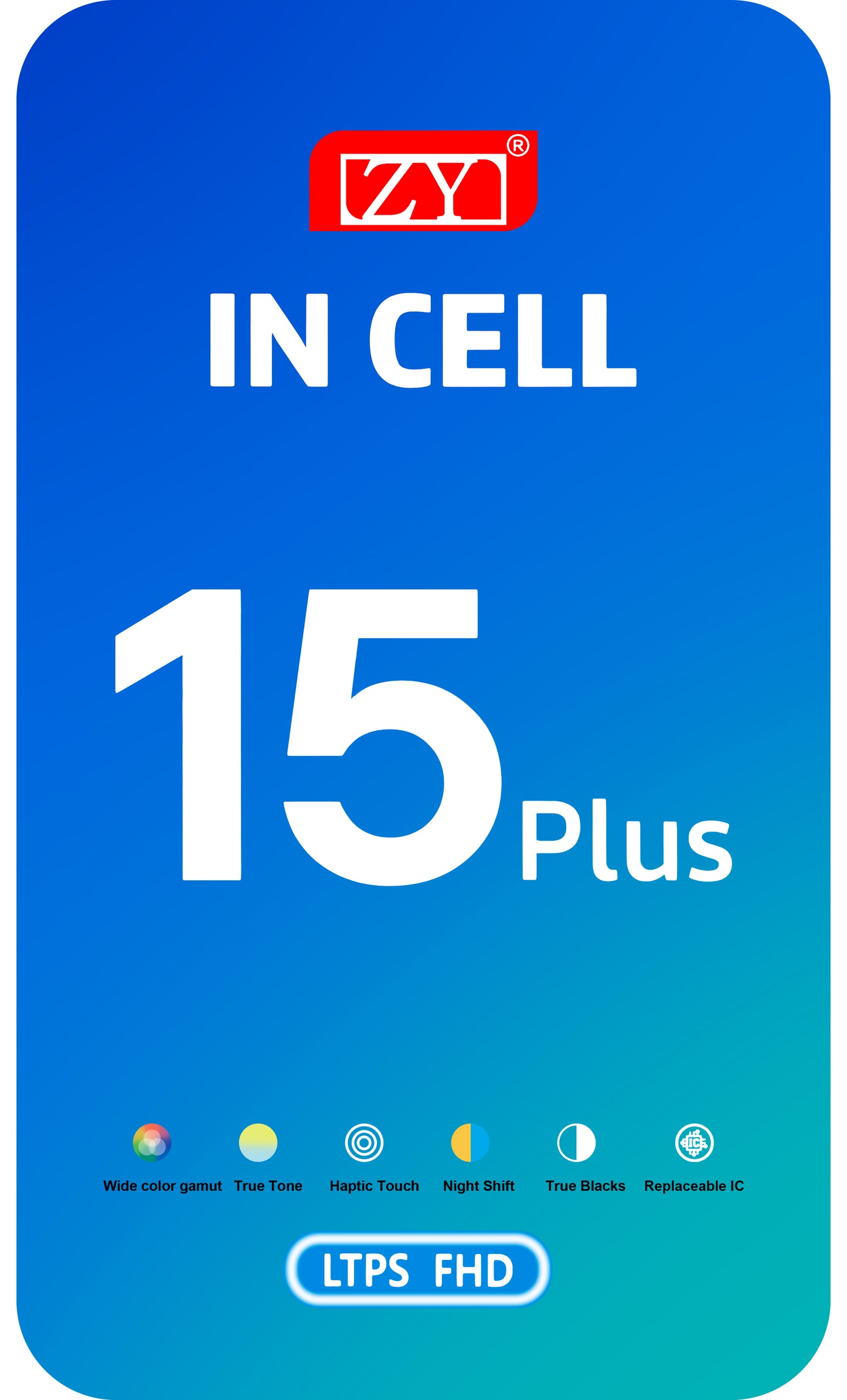 Dotykový displej ZY pro Apple iPhone 15 Plus, s rámečkem, verze In-Cell LCD, černý 