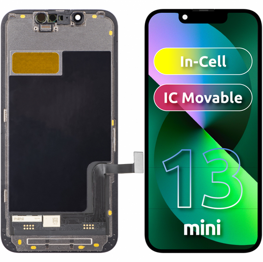 Dotykový displej ZY pro Apple iPhone 13 mini, s rámečkem, pohyblivý, LCD In-Cell IC, černý