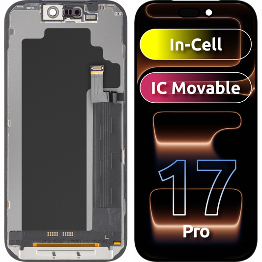 Displej s dotykovou obrazovkou ZY pro Apple iPhone 17 Pro, s rámem, verze LCD In-Cell IC Movable, černý