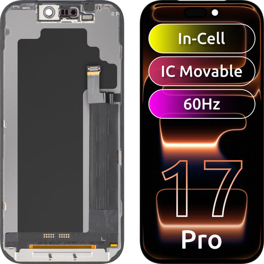 Displej s dotykovou obrazovkou ZY pro Apple iPhone 17 Pro, s rámem, verze LCD In-Cell IC Movable, černý