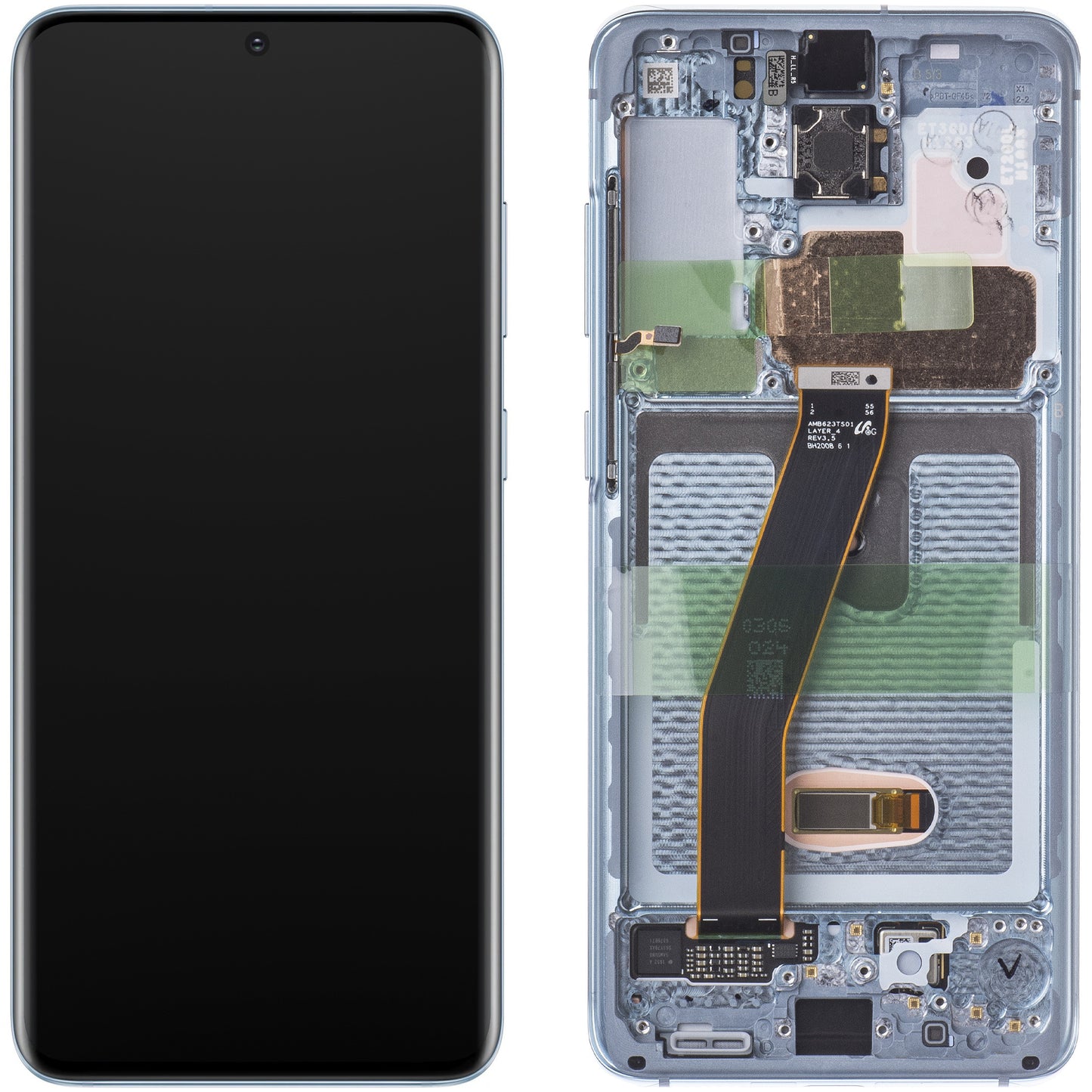 Display s dotykovým displejem Samsung Galaxy S20 5G G981 / S20 G980, s rámem, modrý, Service Pack GH82-22131D