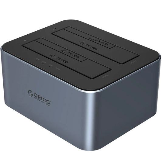 Dokovací stanice Orico 6626C3-C-V1 2-Drive pro HDD / SSD SATA 2,5 palce / 3,5 palce, šedá