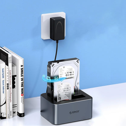 Dokovací stanice Orico 6626C3-C-V1 2-Drive pro HDD / SSD SATA 2,5 palce / 3,5 palce, šedá