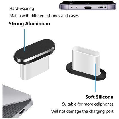 Zátka proti prachu pro telefon Techsuit AD1, USB-C, sada 4 kusů, černá